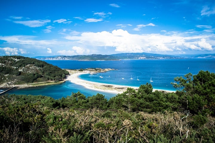 Praia das Ilhas de Cíes em Vigo, Espanha