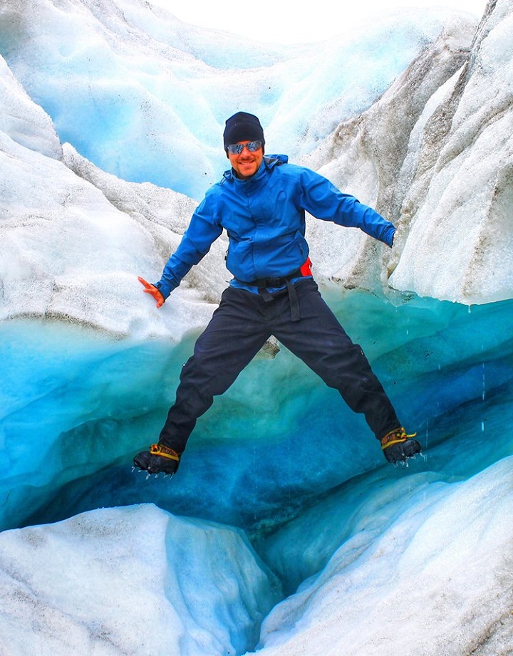 Guilherme no Glaciar de Franz Josef, na Nova Zelândia